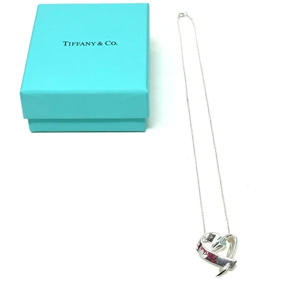 Authentic Tiffany &CO. Paloma Picasso Enamel Red Loving Heart Necklace. - Picture 11 of 16